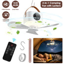 Rechargeable Tent Ceiling Fan with LED Light & Remote