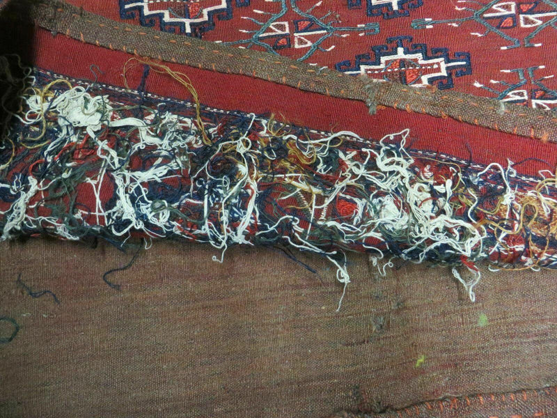 45" X 32" Antique Handmade Bokhara Turkoman Yomud Chuval Wool Rug Soumak NICE