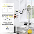 3-in-1 Kitchen Faucet with LED Temperature Display, Press-Type Glass Rinser, Pull-Down Sprayer, 3 Spray Modes, Brushed Nickel Finish, Stainless Steel Construction by HouseOfZazla