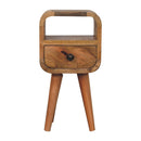 Solid Wood Extra Mini Oak-ish Curve Open Slot Nightstand