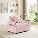 3-in-1 Sofa Bed, Convertible Sleeper Chair Sofa Bed Adjustable Pull Out Sleeper Chair Bed Multi-Pockets Folding Sofa Bed for Living Room Bedroom Small Space (Pink)