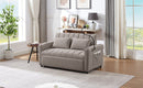 55.9" Convertible Sofa Bed Loveseat Sofa with Three USB Ports, Two Side Pockets, Two Cup Holders and 360Swivel Phone Holder for Living Room, Light Grey