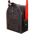 Stratford - Heavy Duty Cast Aluminum Mailbox With Post And Solar Light, Fluted Base, Decorative Modern Mailbox - Brown