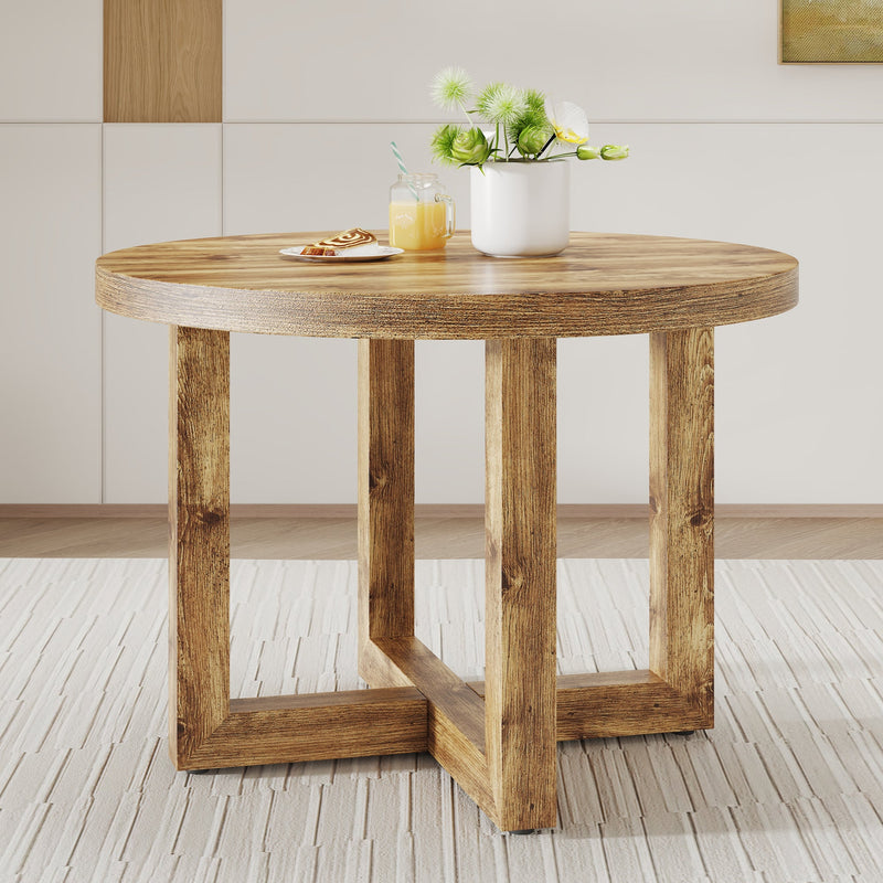 A modern and practical circular dining table. Made of MDF tabletop and wooden MDF table legs. Suitable for living room and bedroom. 42 inches x 42 inches x 30 inches