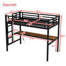 Metal Twin XL Size Loft Bed with Power Outlet and LED Light