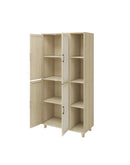 4 Door Cabinet with 4 Shelves with 4 Adjustable Inner Shelves, Storage Cabinet
