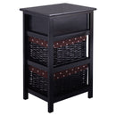 3 Tiers Wooden Storage Nightstand with 2 Baskets and 1 Drawer by DirectDeals