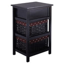 3 Tiers Wooden Storage Nightstand with 2 Baskets and 1 Drawer by LJGDeals