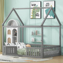 Wood House Bed With Fence And Door by HouseOfZazla
