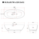 67" Freestanding Bathtub with Pop-up Drain