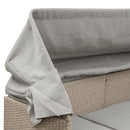 4 Piece UV-Proof Resin Wicker Patio Sofa Set with Retractable Canopy, Cushions and Lifting Table,Brown