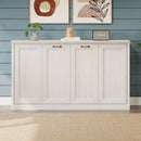 Twin Size Horizontal Murphy Bed With Dual Piston System, Space Saving Wall Bed Folds Into Cabinet - Rustic White by HouseOfZazla