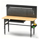 Adjustable Height Workbench, Includes Drawers, Power Outlet, LED Light, Wheels Or Leveling Feet - Black by HouseOfZazla