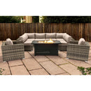 9 Piece Outdoor Sectional Set With Fire Pit Table And Cushions - Beige by HouseOfZazla