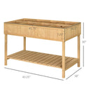 Outsunny 43" Wooden Raised Garden Bed with 8 Pockets and Shelf