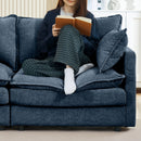 Modern Modular Sectional Sofa 105-Inch L-Shaped Couch Set with Movable Ottoman in Blue Chenille