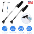 2 In 1 Ice Scraper Extendable Car Snow Brush Telescopic Snow Removal Tool Automobile Snow Shovel Frost Removal with 360¡ Pivoting Brush Head Sponge Gr
