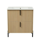 Bathroom Vanity With Ceramic Sink, Fluted Design by HouseOfZazla