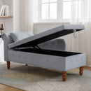 Chaise Lounge Indoor, Lounge Chair For Bedroom With Storage & Pillow, Modern Upholstered Rolled Arm Chase Lounge For Sleeping With Nailhead Trim For Living Room Bedroom Office by HouseOfZazla
