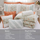 9 Piece Cotton Percale Comforter Set - Coral - King Size