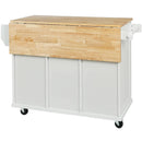Kitchen Cart with Rubber wood Drop-Leaf Countertop ,Cabinet door internal storage racks,Kitchen Island on 5 Wheels with Storage Cabinet and 3 Drawers for Dinning Room,White by Montret