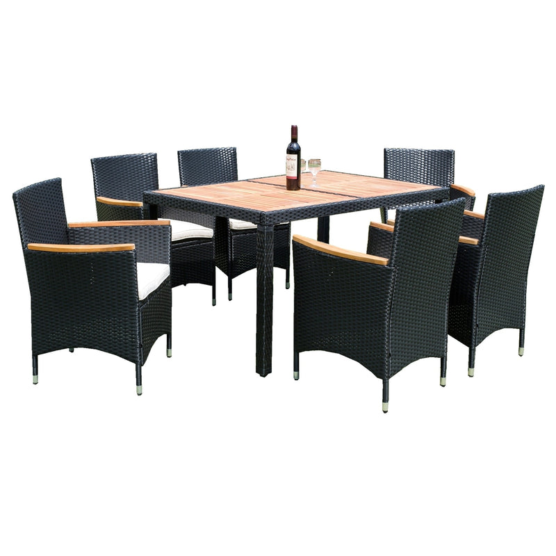 Walker Edison | 7 piece Outdoor Patio Wicker Dining Set Patio