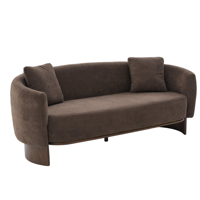 81 In. Curved Velvet Sofa With Wooden Base, photo 10 of 10