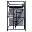 Loft Bed With Desk, Shelves, Power Outlet, LED Light And Wardrobe