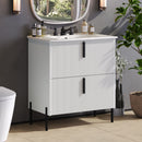 Bathroom Vanity With Ceramic Sink, Fluted Design by HouseOfZazla