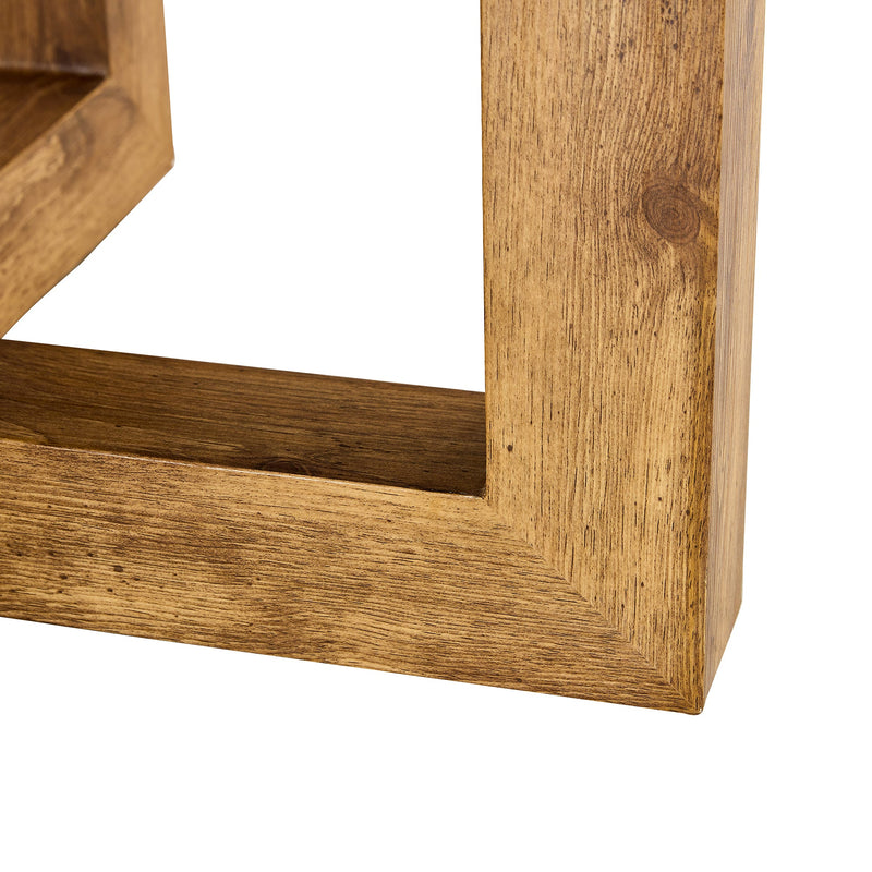 A modern and practical circular dining table. Made of MDF tabletop and wooden MDF table legs. A set of 6 brown cushioned chairs. CT-