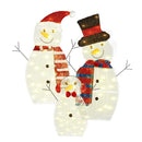 3Pcs 2D Christmas Snowman Yard Decoration Snowman Family Outdoor Decoration With 90Pcs LED Warm Yellow Lights 8 Lighting Modes IP44 Waterproof For Chr