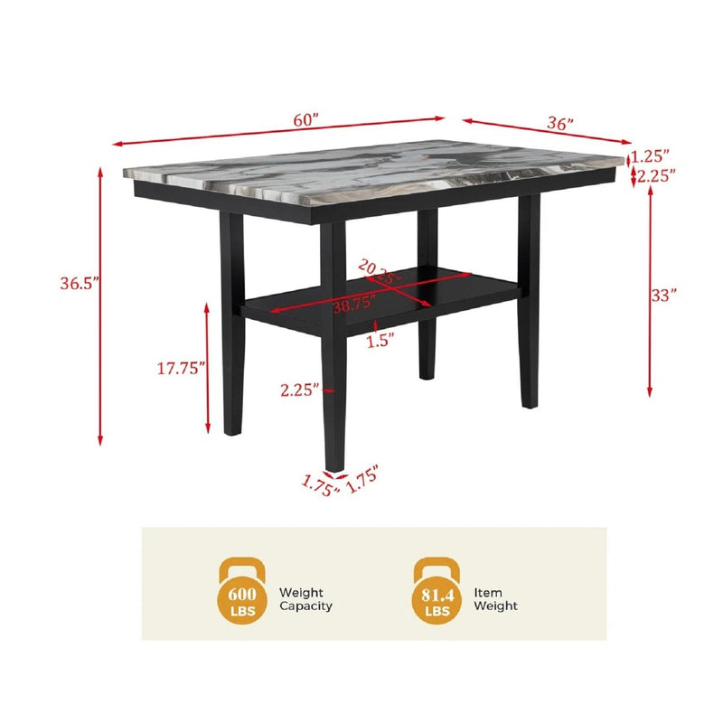 Counter Dining Table With Storage Bottom Shelf For Kitchen - Black, photo 4 of 5