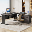 L-Shaped Executive Desk With File Cabinet, Office Workstation With Drawers, Shelves & Storage by HouseOfZazla