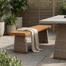 Outdoor 1pcs Acacia Wood Bench, Teak Finish by HouseOfZazla