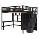 Loft Bed With Bookshelf, Drawers, Desk, And Wardrobe