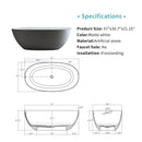 57" Solid Surface Matte Tub
