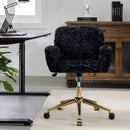 Office Chair, Artificial Rabbit Hair Home Office Chair With Metal Base, Adjustable Desk Chair Swivel Office Chair, Vanity Chair by HouseOfZazla