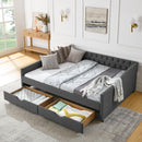 Upholstered Tufted Daybed With 2 Drawers, Waved Arms by HouseOfZazla