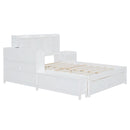 Platform Bed With Multi Functional Storage Space, Nightstand, 2 Drawers, USB Ports And Desk by HouseOfZazla