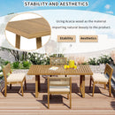 U_Style Multi-Person Outdoor Acacia Wood Dining Table and Chair Set by HouseOfZazla