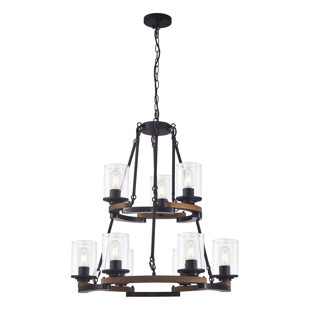 9-Light Vintage Wagon Wheel Chandelier, photo 9 of 10