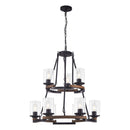 9-Light Vintage Wagon Wheel Chandelier