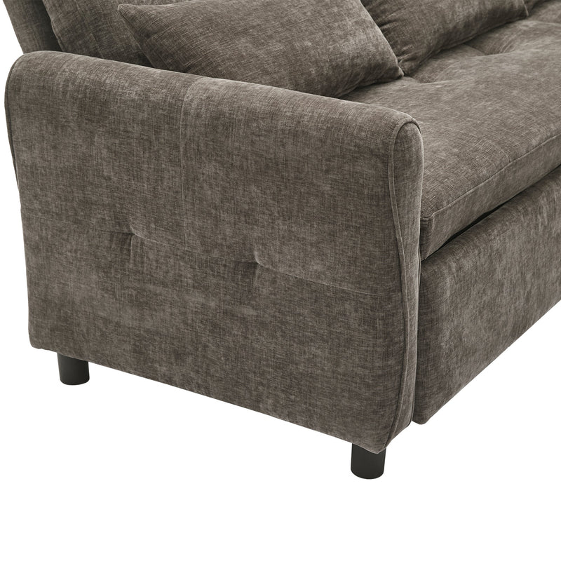 2-in-1 Sofa 82' Three-Seater with Sofa Bed and Reversible Recliner, Dark Grey Chenille