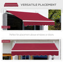 8' x 7' Patio Retractable Awning, Manual Exterior Sun Shade Deck Window Cover, Wine Red