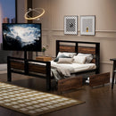 Twin Size Platform Bed With Headboard And Footboard, 2 Storage Drawers And Rotatable TV Stand - Black by HouseOfZazla