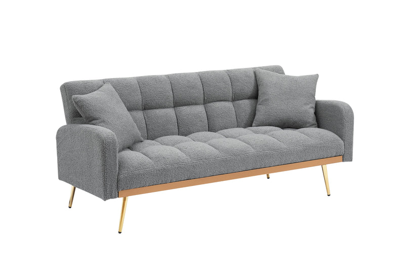 Walker Edison | Teddy Fleece Grey Sofa Bed 69" Grey