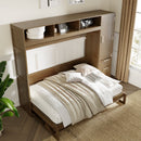Full Size Murphy Bed With Wardrobe, Drawers, And Open Shelves - Wood by HouseOfZazla
