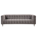 89" Modern Sofa Dutch Fluff Upholstered sofa with solid wood legs, buttoned tufted backrest,gray