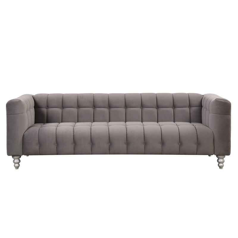 89" Modern Sofa Dutch Fluff Upholstered sofa with solid wood legs, buttoned tufted backrest,gray