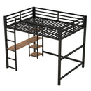 Loft Bed With Built In Desk And Storage Shelves, Full Size - Black by HouseOfZazla